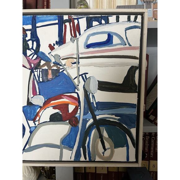 EMISELA HART LARGE VTG MCM EXPRESSIONIST MODERNIST OIL PAINTING 1969 WASHINGTON - Picture 3 of 9